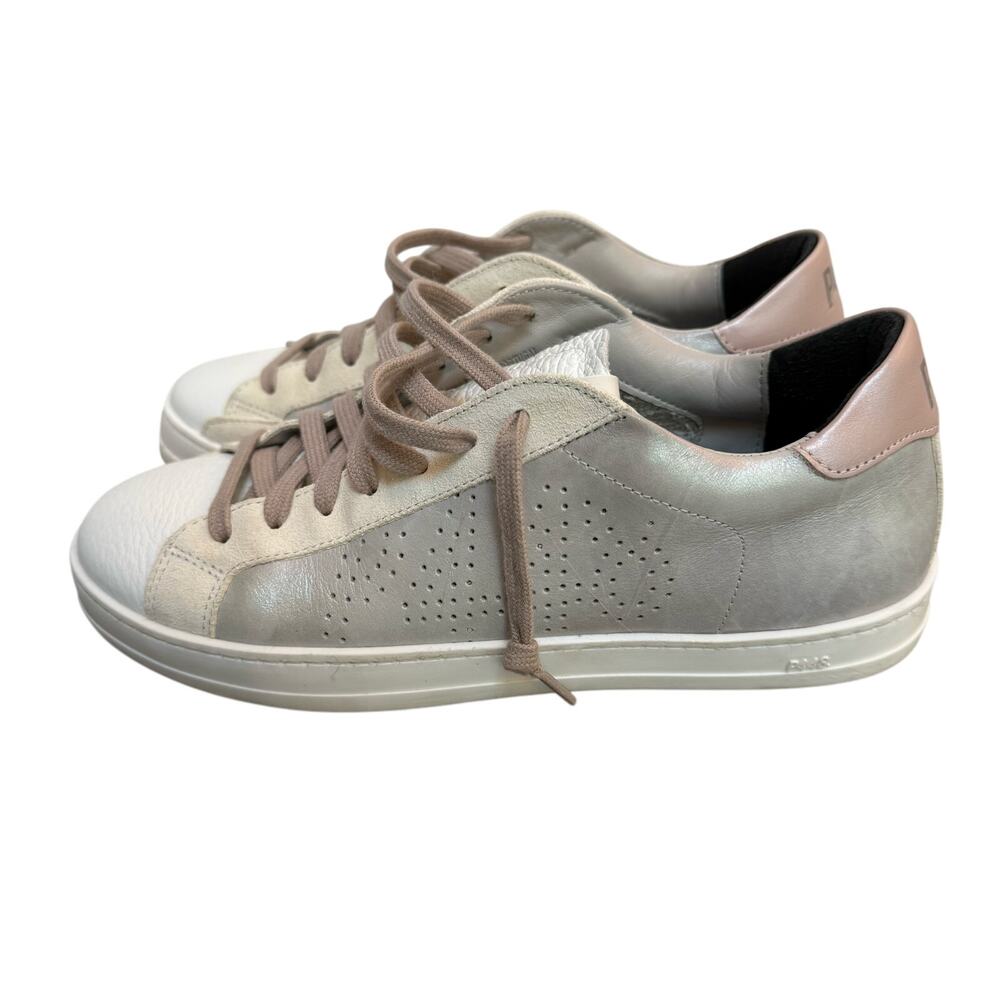 P448 John Sneaker White Silver Iridescent Light Pink Size 38